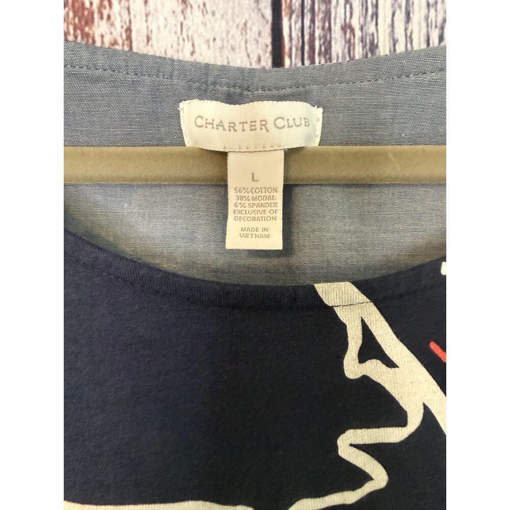 Charter Club Women's Boat Neck Top featuring a Nautical Map  Large - Picture 3 of 5